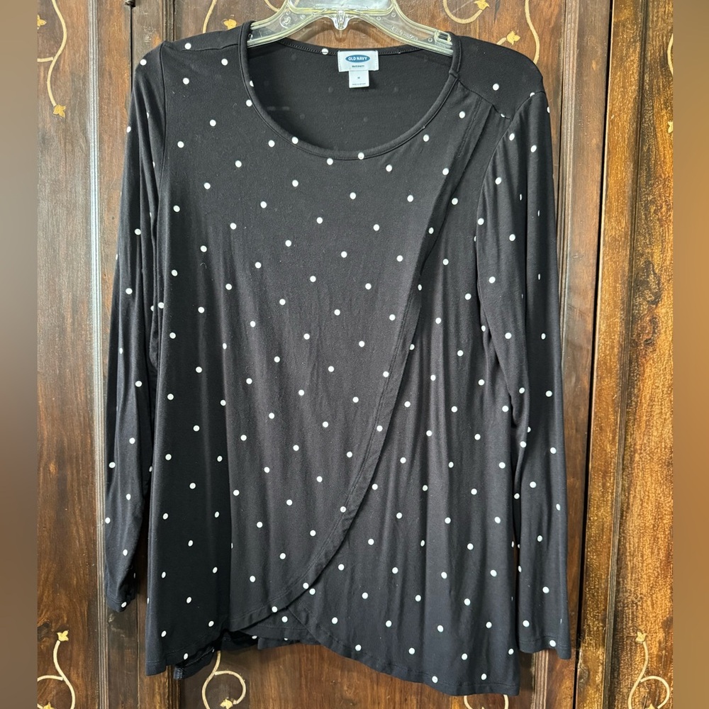Old Navy MATERNITY NURSING BLACK Asymmetrical Long Sleeve Blouse